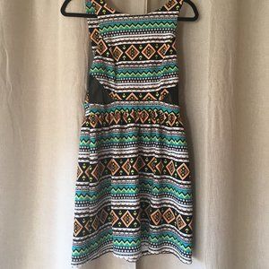 Medium Monteau Patterned Dress with Mesh Cutouts